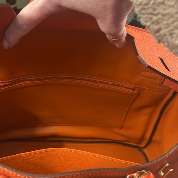 Orange Leather Handbag - Picture 4 of 9